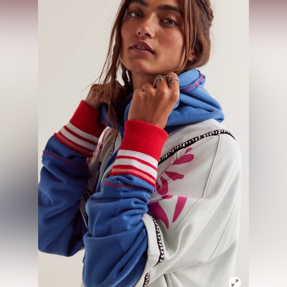 FREE PEOPLE We The Free Royals QUEENS Zip Up Hoodie Sweatshirt - Picture 4 of 5